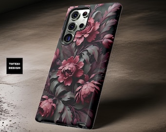 Dark Floral Samsung Galaxy Case: Green Pink Gothic Tough Phone Cover