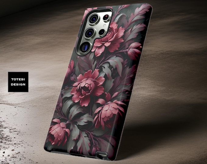 Green Pink Vintage Dark Floral| Samsung Galaxy Tough Case S24 S23 S22 S21 S20 Plus Ultra | Glossy Matte