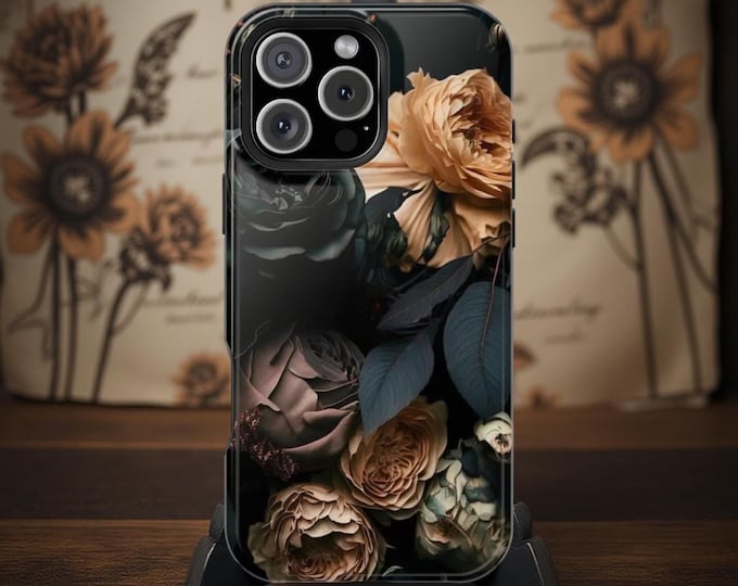 Dark Academia Floral iPhone Case: Gothic Victorian Magsafe Tough Case