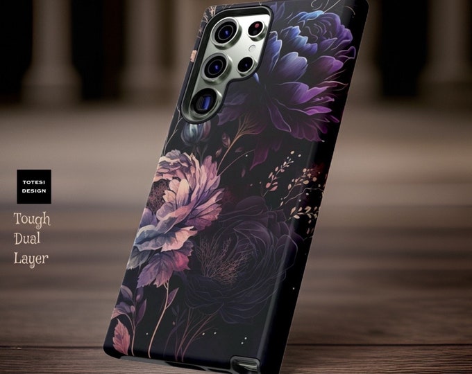 Dark Floral Gothic Academia Tough Phone case Samsung Galaxy S23 S22 S21 plus ultra | Glossy or Matte