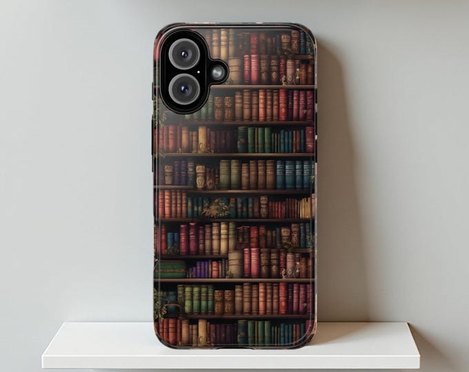 Phone Case, Vintage Books Library Bookshelf Design, Samsung Galaxy S25 S24 S23 S22 Plus Ultra, iPhone 16-11, Bookworm Gifts, Book Lover