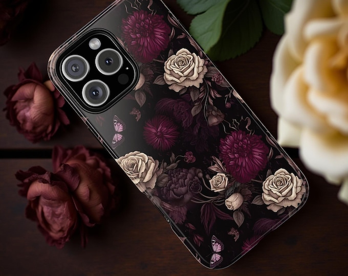 Dark Floral Goth Phone Case: Mulberry Academia Tough Cover