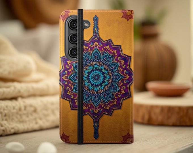 Boho Mandala Wallet Phone Case cardholder stand, Faux Leather Flip Case