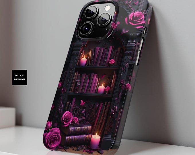 Slim iPhone case bookish Dark academia, Bookworm Vintage bookish goth whimsy, Book lover gift reader gifts