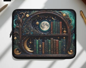 Fantasy Bookshelf Laptop Sleeve: Celestial Padded Tech Case