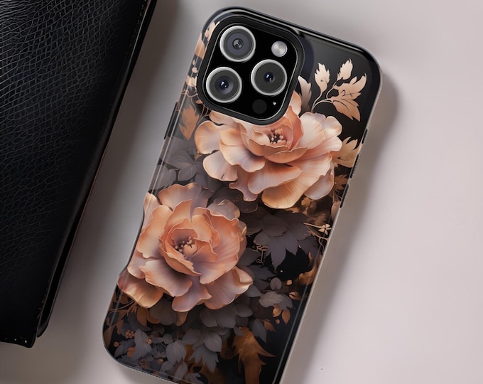 MagSafe dark moody goth romantic floral aesthetic tough phone case iPhones 13 14 15 16 Pro Max Plus Mini | Glossy Matte | Birthday gift her