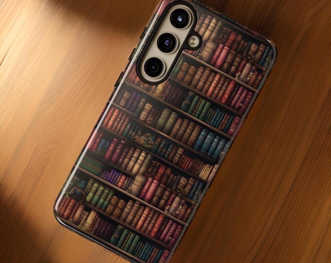 Phone Case, Vintage Books Library Bookshelf Design, Samsung Galaxy S24 S23 S22 Plus Ultra, iPhone 16-11, Bookworm Gifts, Book Lover