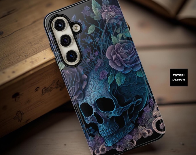 Gothic Skull Roses Phone Case: Dual Layer Tough Case