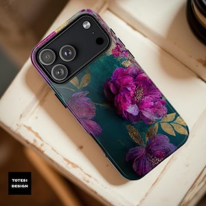 Floral Fine Art Phone Case: Turquoise, Purple, Pink - Tough Case image 1