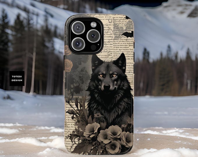 Wolf Gothic Vintage Phone Cases, Tough Samsung Galaxy & iPhone Case, Glossy Matte S25 S24 S23 S22  Plus Ultra, Gothic Accessories, Gothic