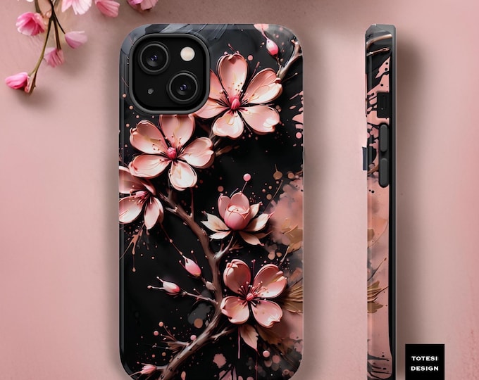 Magnetic Phone Cases, Japanese Cherry Blossoms, Unique Art, iPhone 16 15 14 13 Pro Max Plus, Elegant Feminine, Gift for Wife, Tough Case,