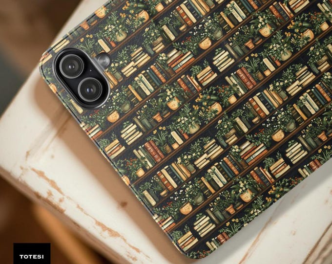 Bookish Green Plants Phone Wallet Case: Faux Leather Cardholder