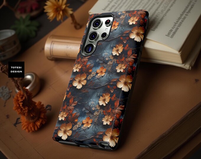 Phone Case, Moody Floral Tough Samsung Galaxy S25 S24 S23 S22 Plus Ultra iPhone 16 15 14 13 12 Pro Max Plus, Google Pixel Cases 9 8 7 6,