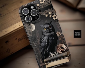 Gothic Owl iPhone Case: Dark Academia Forest Moon, MagSafe Compatible