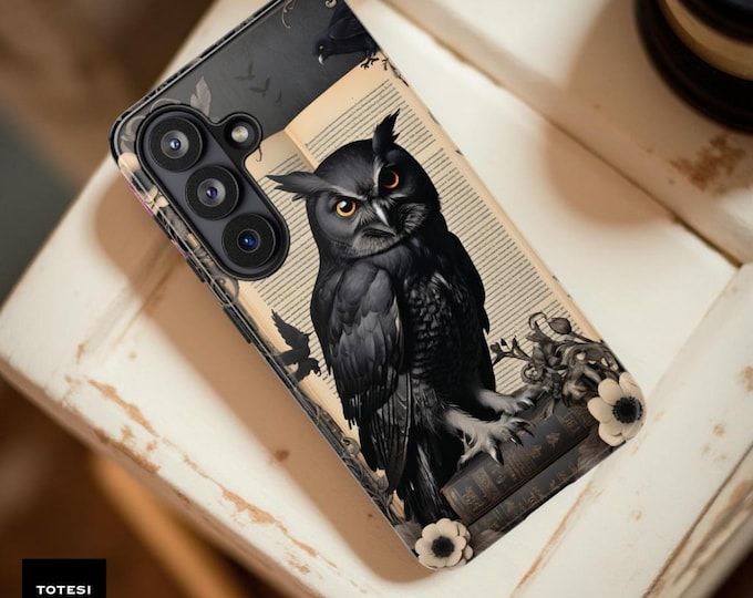 Dark Academia Owl Phone Case | Gothic Bookworm Samsung S26