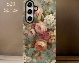 Soft pastel floral tough phone cases |Samsung S25 S24 S23 S22, S21 Plus, Ultra| iPhone 16, 15, 14 13 12 Pro Max Plus | Google |Glossy Matte