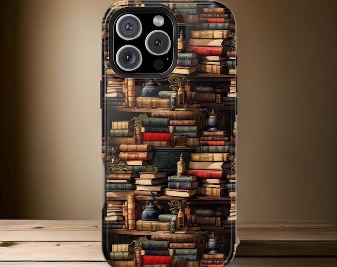 Literary Book Lover Magnetic Tough Case - Vintage Bookish Enchanting iPhone 16 15 14 13 Pro Max, MagSafe compatible Glossy Matte Gift