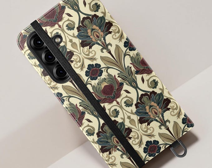 Floral Vintage Style Art Nouveau Phone Cover Wallet Cardholder Stand