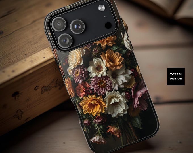 Gothic Floral Tough Phone Case: Dark Academia Style