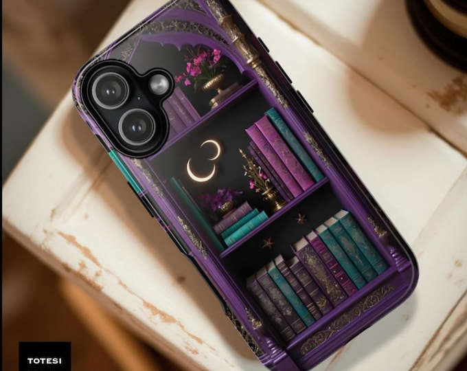 Magnetic Fairytale Bookcase Fantasy Purple Bookish Tough Dual Layer