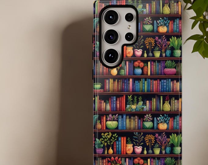 Phone Cases Cute Book Shelves iPhone Whimsical iPhone, Tough Cases for Samsung 16 15 14 13 12 11 Pro Max Plus Mini, Gift for Daughter | S24