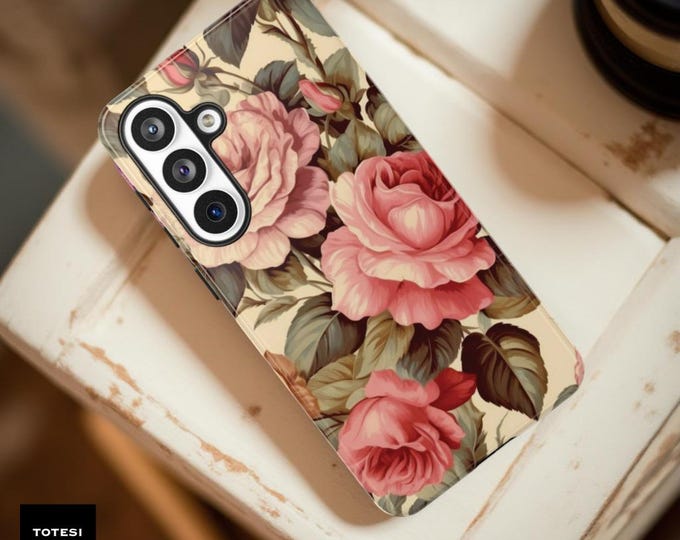 Vintage Floral Phone Case: Shabby Chic Botanical Design Samsung S26 S25 S24 Plus Ultra iPhone 17 16 tough