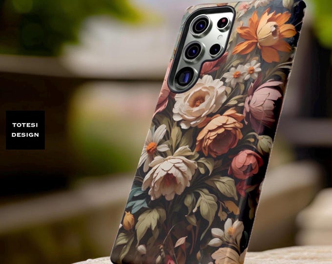 Tough Cases, Phone Shell Protective Cases, Pretty Boho Floral Design, iPhone 16 15 13 14, Samsung Galaxy Phone Cases, S25 S23 S22  Plus,