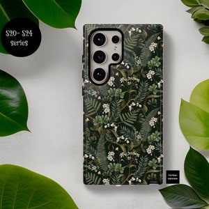 Magical forest, foliage, ferns, floral, botanical, green, nature |Samsung S24 S23, S22 S21 Plus Ultra Tough Cases