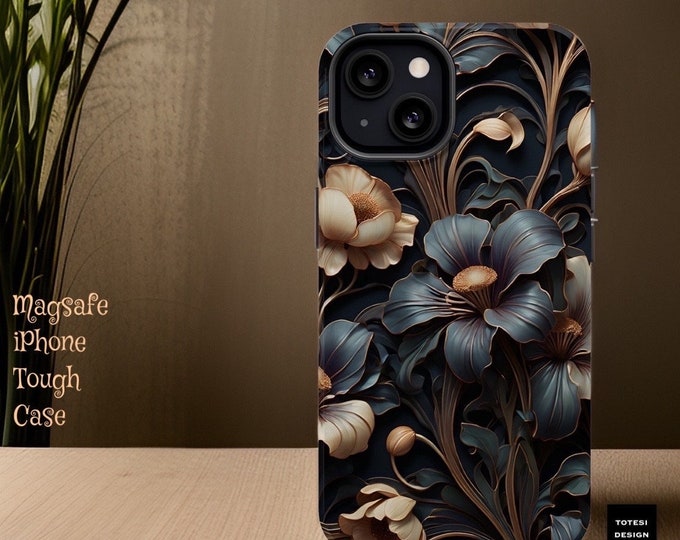 Dark Floral Academia Aesthetic Unique iPhone case - Magnetic  tough case- 13 14 15 Pro Max Plus Mini| Matte Glossy