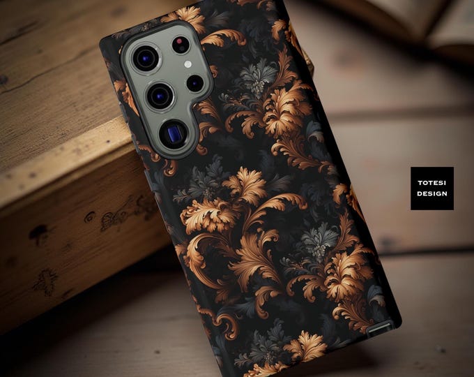 Rococo Baroque Floral phone case iPhone Samsung Cases Dark aesthetic   |Glossy or Matte