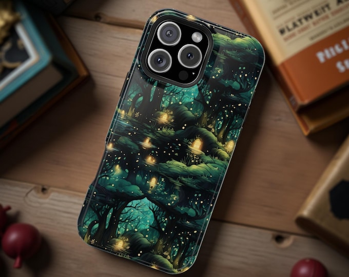 Enchanted Forest MagSafe iPhone Tough Case, Gift Her,  Green fantasy  Cover, magnetic 13 14 15 16 Pro Max Plus