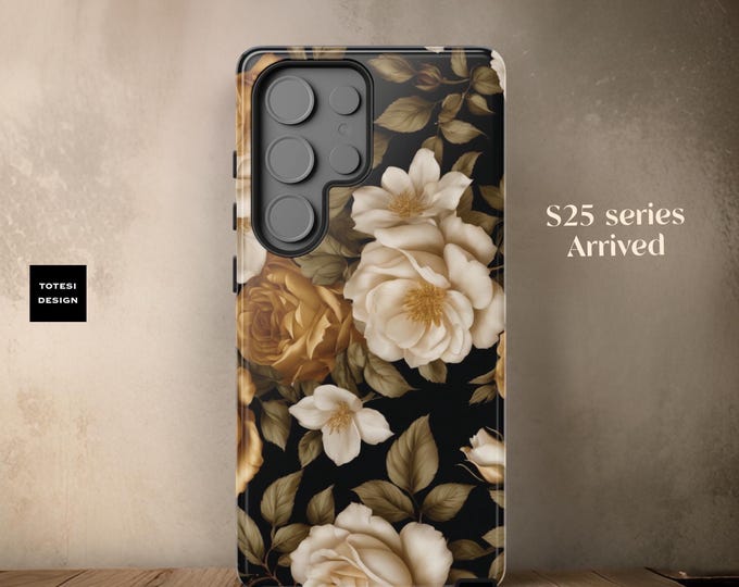 Dark Moody Goth Floral iPhone tough case 15 14 13 12 11 Pro Max Plus  |Samsung Galaxy S25 S24 S23 S22 Plus Ultra, Glossy or Matte