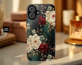 Dark Floral iPhone Case: Dual Layer Tough Protection