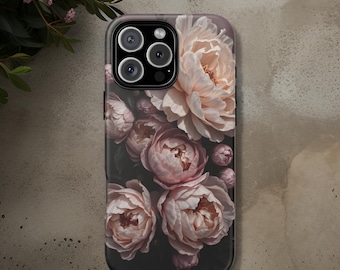 Peony floral Aesthetic Phone Case , Dual Layer,  Samsung Galaxy tough phone cases S24, S22, S23 | iPhone 16 15 14 13 12 11 Pro Max | Google