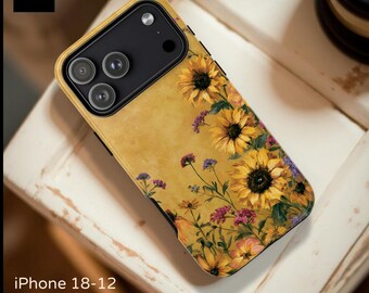 Sunflower Floral Phone Case | Vintage Yellow Wildflower Protection