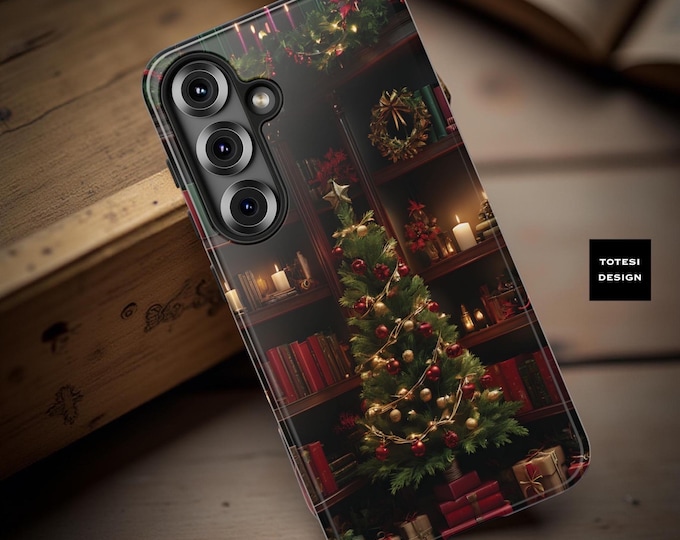 Vintage phone case Xmas Holiday Festive Winter Samsung or iPhone  Sturdy dual layer protective  Phone cover