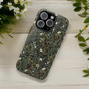Funda para iPhone con helechos botánicos verdes: Diseño de bosque natural