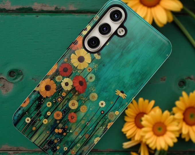 Tough Cases, Boho funky retro floral phone case, Tough Cases for Boho lovers, Vintage floral phone cover, Trendy retro phone accessory,