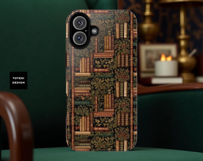 Book library Book Shelf aesthetic| tough dual layer iphone case  16 15 14 13 12 11 Pro Max Plus Samsung Galaxy S25 S24 S23 Glossy or Matte