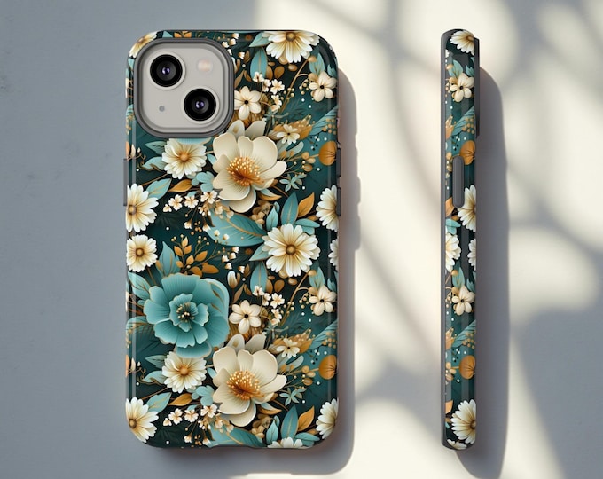 Floral Aesthetic Samsung phone case S25 S24 S23 S22 Plus Ultra | iPhone 11-16 Dual layer shockproof | Glossy or Matte