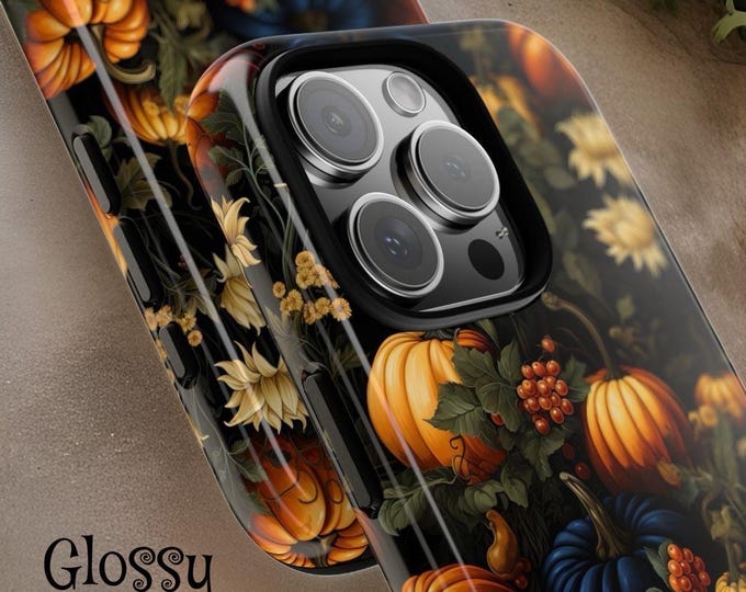 Dark Floral Fall Nature Halloween Pumpkins iPhone 16 15 14 13 12 11 Pro Max Plus   Gift for Her