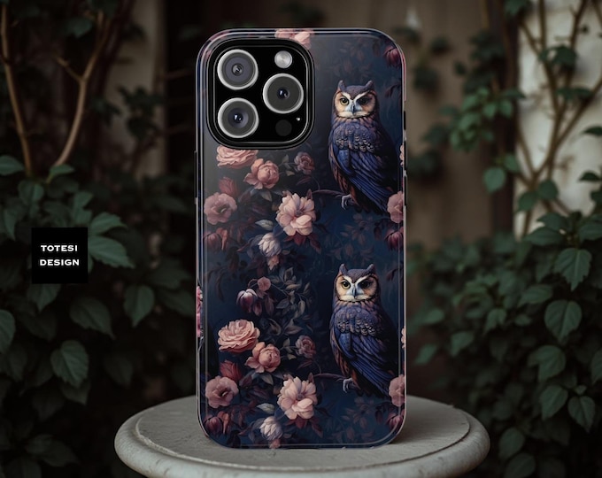 Goth Dark Floral Owl aesthetic  | Samsung Galaxy S25 S24 S23 S22 S21 Plus ultra | Google Pixel 9 8 7 6 6, iPhone 16-11, Glossy or Matte
