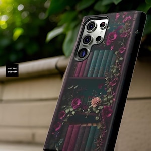 Dark academia gothic  bookshelf floral Samsung Galaxy S24 S23 S22 S21 Plus Ultra| 16 15 14 13 12 11 Pro Max Plus