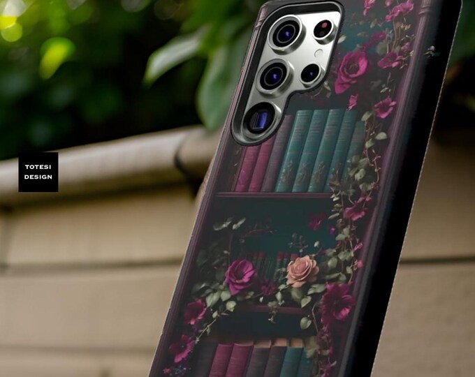 Dark academia gothic  bookshelf floral Samsung Galaxy S24 S23 S22 S21 Plus Ultra| 16 15 14 13 12 11 Pro Max Plus