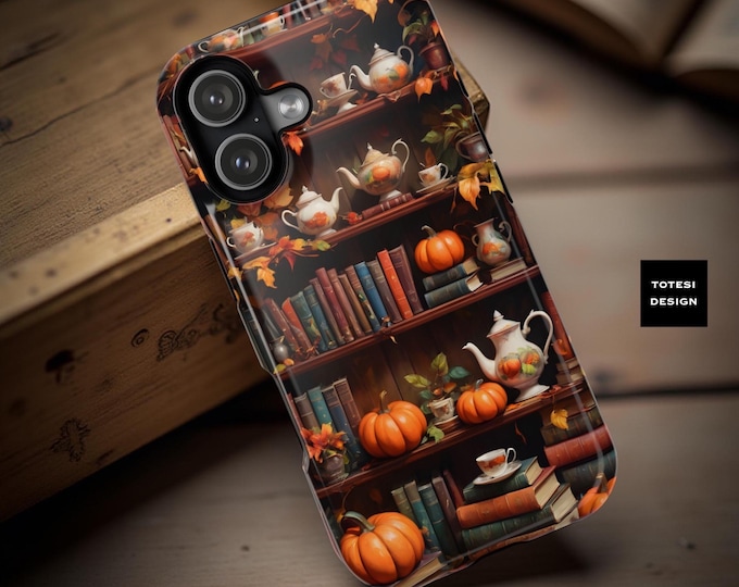 MagSafe iPhone case Cozy Fall Literary Bookcase Magnetic iPhone case Dark Academia aesthetic  - Book lover gift