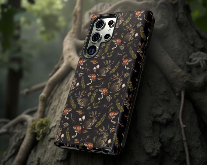 Phone Case Enchanted Forest Mushroom, Tough Cases for Samsung iPhone, Dual Layer Gothic Goth Cottagecore Daughter Gift Birthday