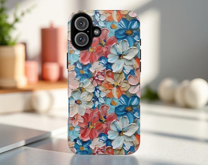 Phone Cases Flower Aesthetic Impasto Art, Tough Cases | Gift for Her, iPhone Samsung S25 S24 S23