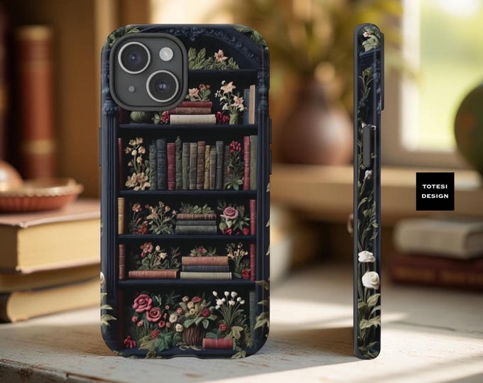 Dark Academia Library Book Phone Cases books bookish cute Google iPhone Samsung tough cases, matte glossy, dual layer