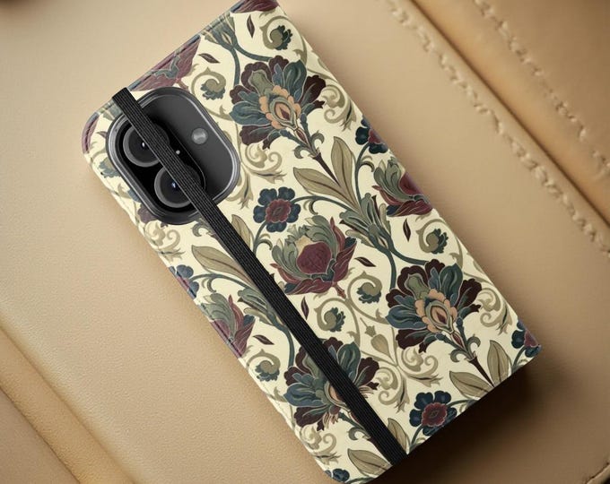 Floral Vintage Style Art Nouveau Phone Cover Wallet Cardholder Stand