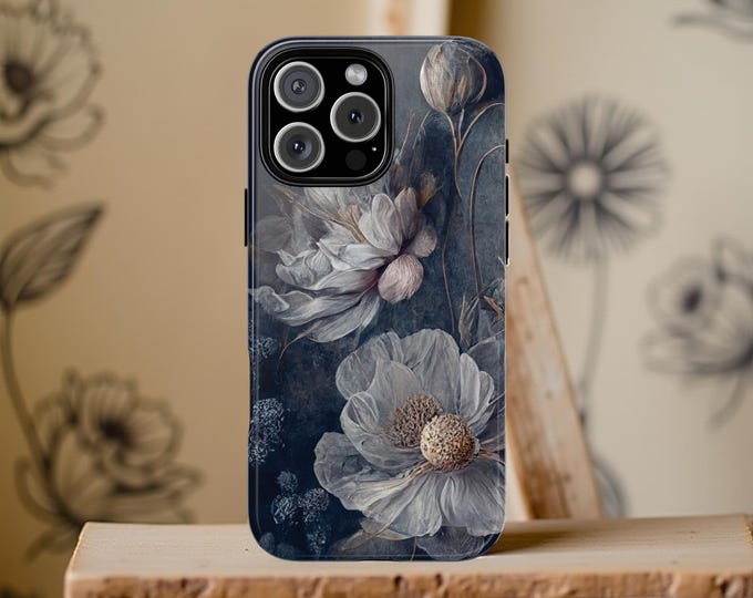 Dark Floral Samsung Tough Phone Case: Moody Academia Art